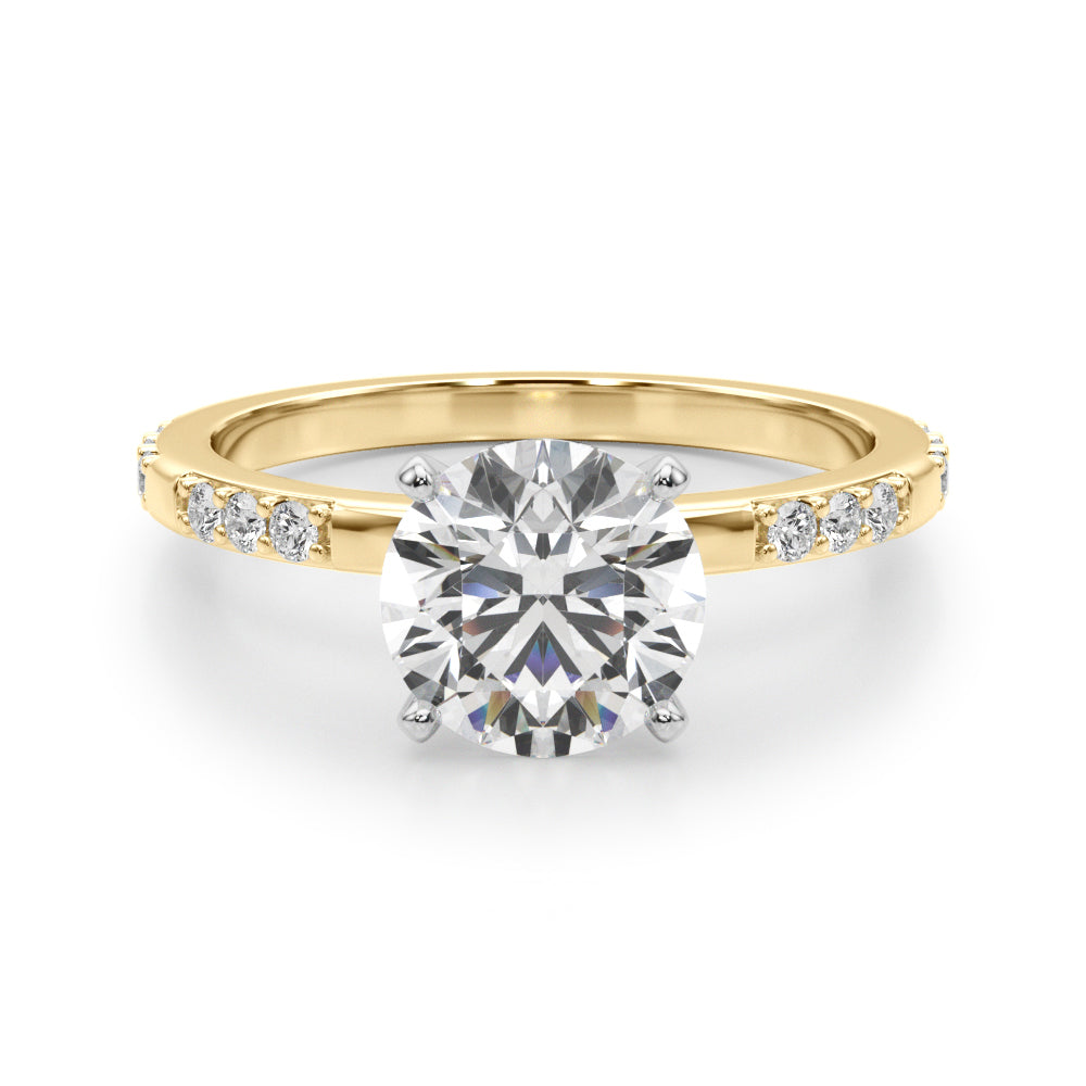 Stunning 0.50-1.50 CT Round Moissanite Engagement Ring With Two Tone & Pave Design 1