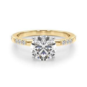 Stunning 0.50-1.50 CT Round Moissanite Engagement Ring With Two Tone & Pave Design