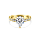 Stunning 3 CT  Pear Moissanite Engagement Ring in Pave Design 1