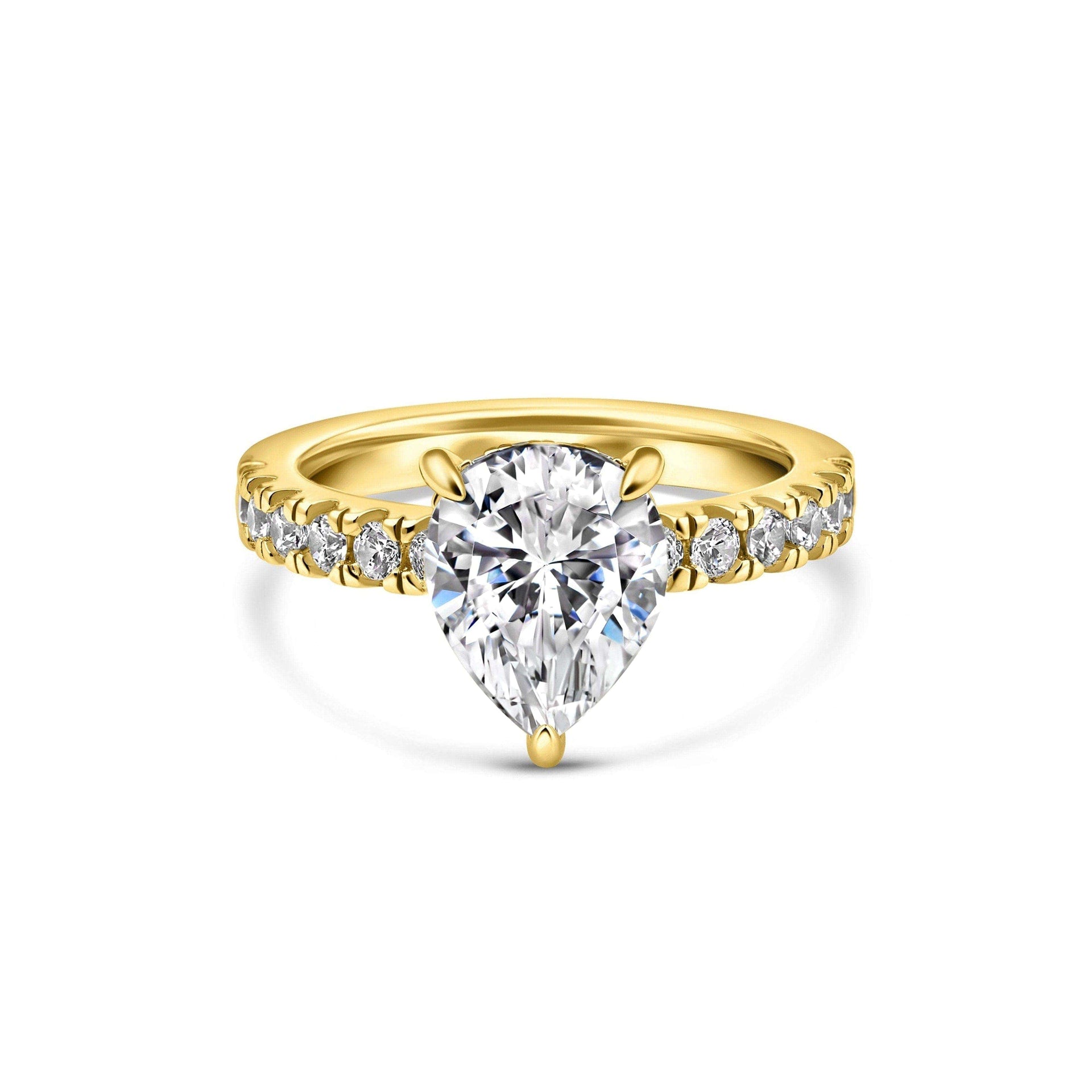 Stunning 3 CT  Pear Moissanite Engagement Ring in Pave Design 1