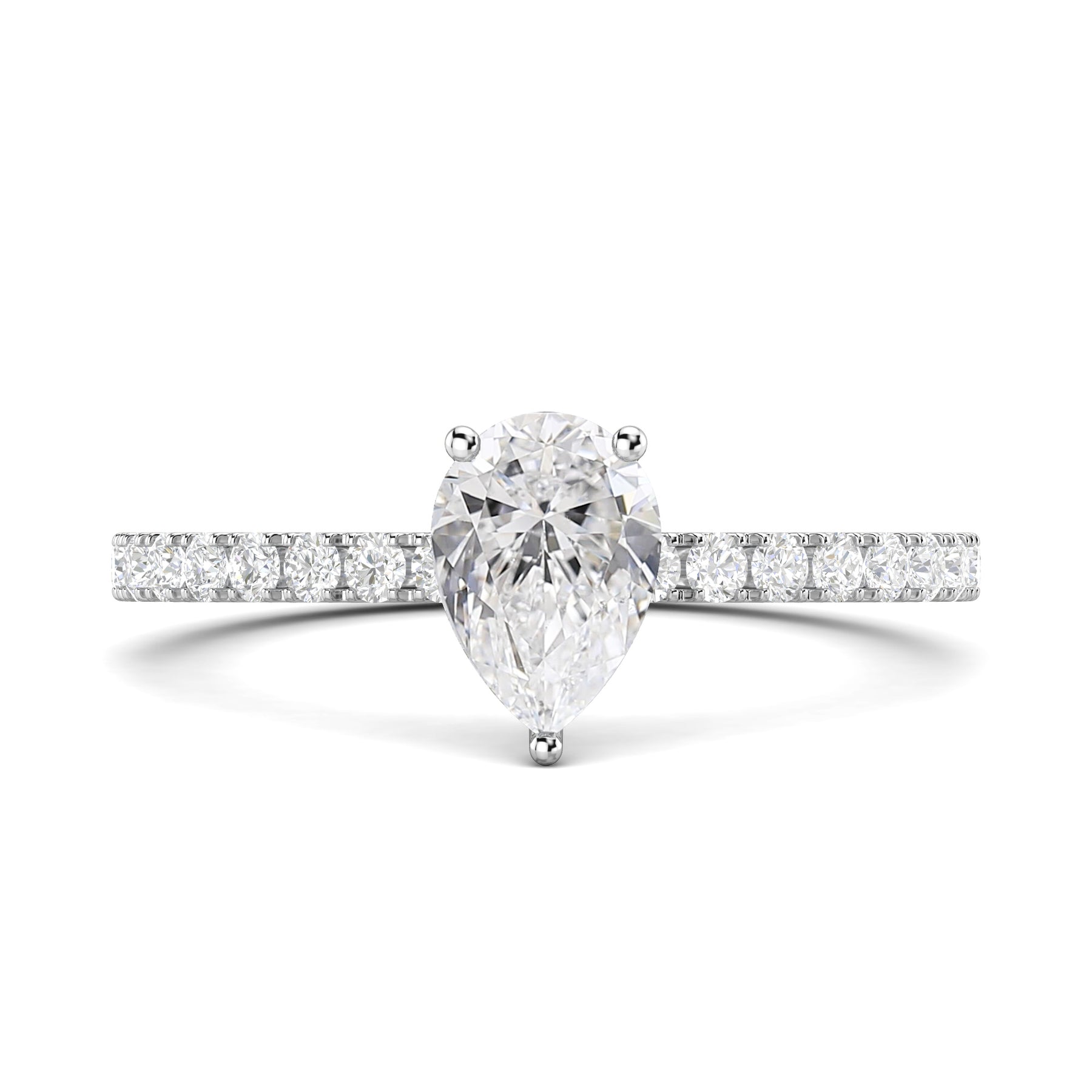 Stunning 0.5 CT Pear Moissanite Stones Engagement Ring In Pave Design 1