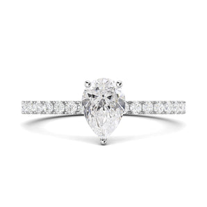 Stunning 0.5 CT Pear Moissanite Stones Engagement Ring In Pave Design