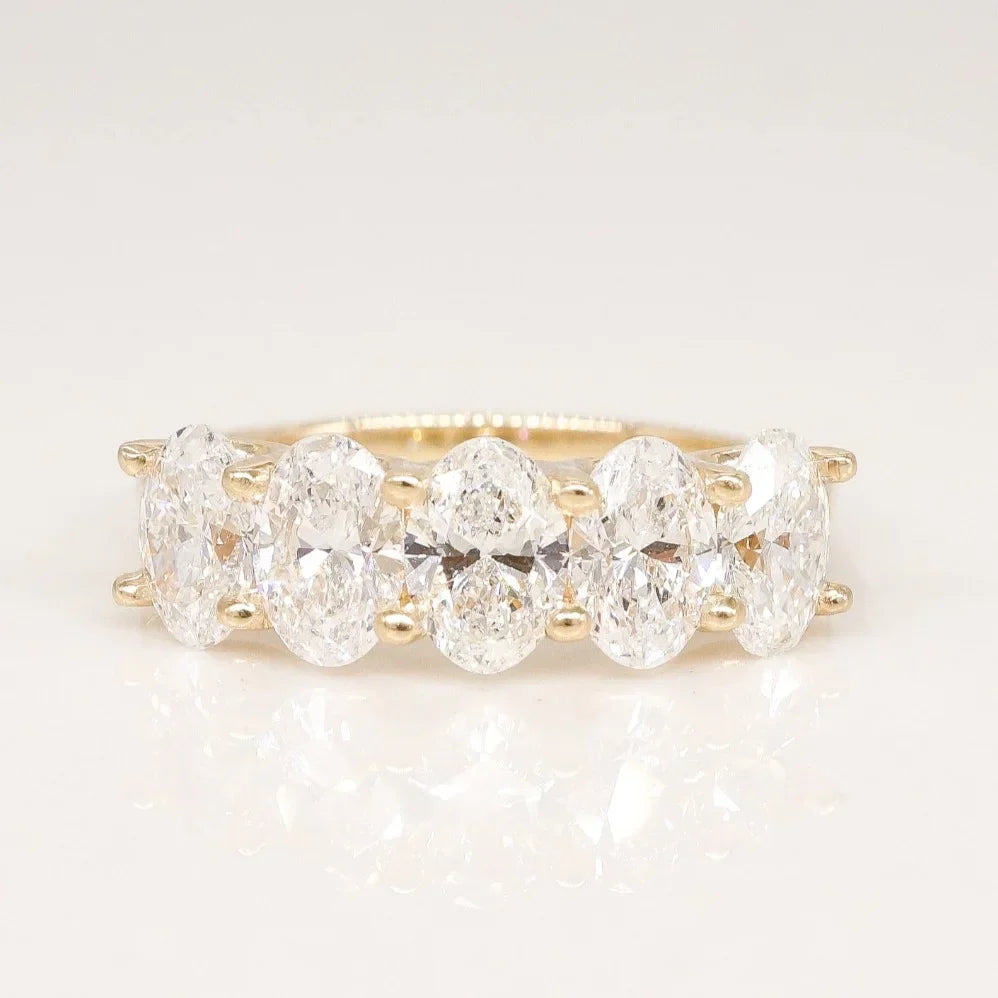 Stunning 0.4 TCW Oval Moissanite Stone with Half Eternity Wedding Band 1