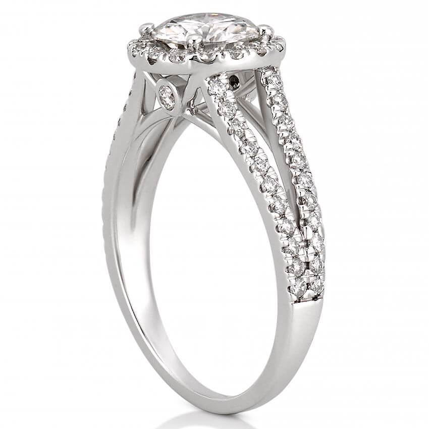 Stunning 1.0- 2.0 CT Round Moissanite Engagement Ring with Halo & Split Shank Design 4