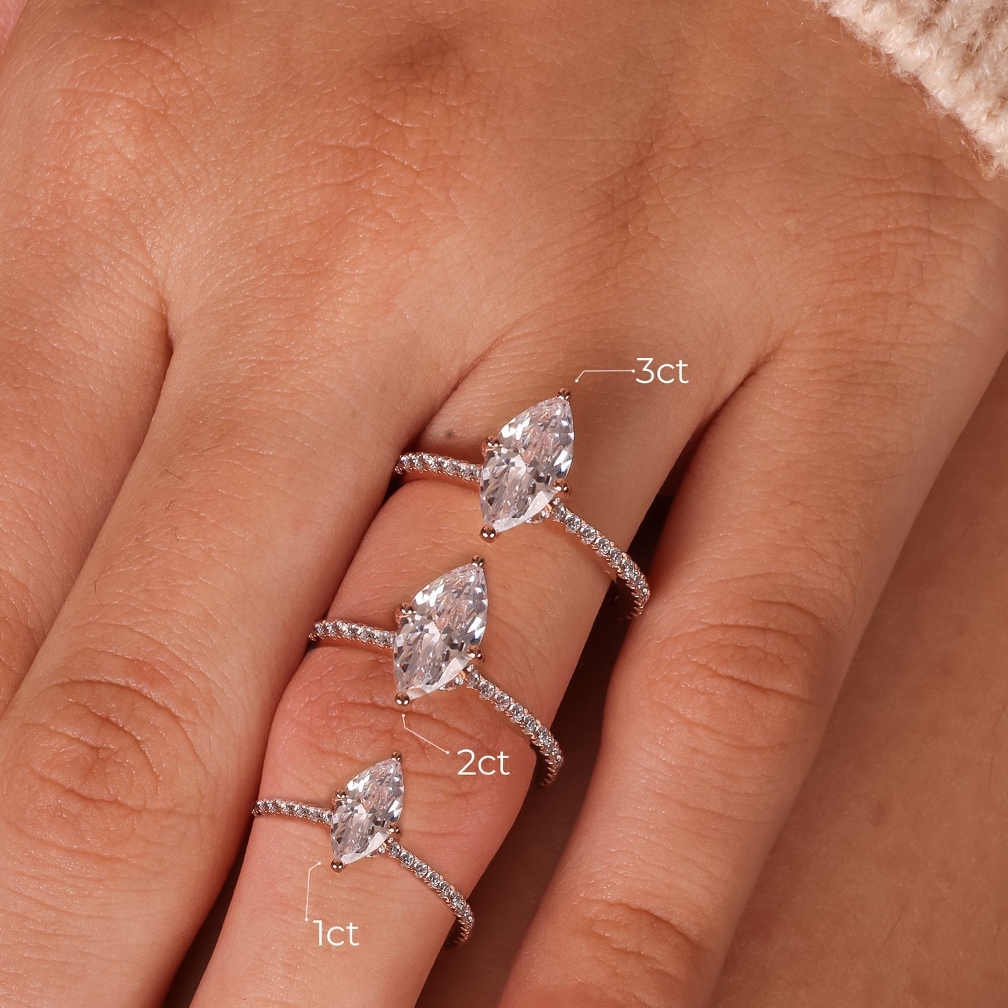Stunning 1.0 CT Marquise Moissanite Engagement Ring with Pave Design 2
