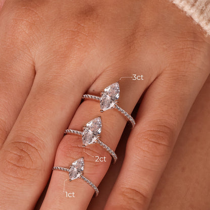 Stunning 1.0 CT Marquise Moissanite Engagement Ring with Pave Design 2