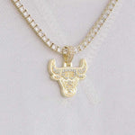 2 CT Round Moissanite Chicago Bulls NBA Logo Silver Pendant for Him 1