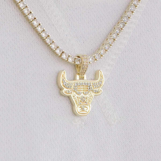 2 CT Round Moissanite Chicago Bulls NBA Logo Silver Pendant for Him 1