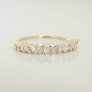 Stunning 0.4 TCW Baguette Moissanite Stones In Half Eternity Wedding Band