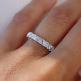 Stunning 0.4 TCW Trillion Moissanite Stone in Half Eternity Wedding Bands 2