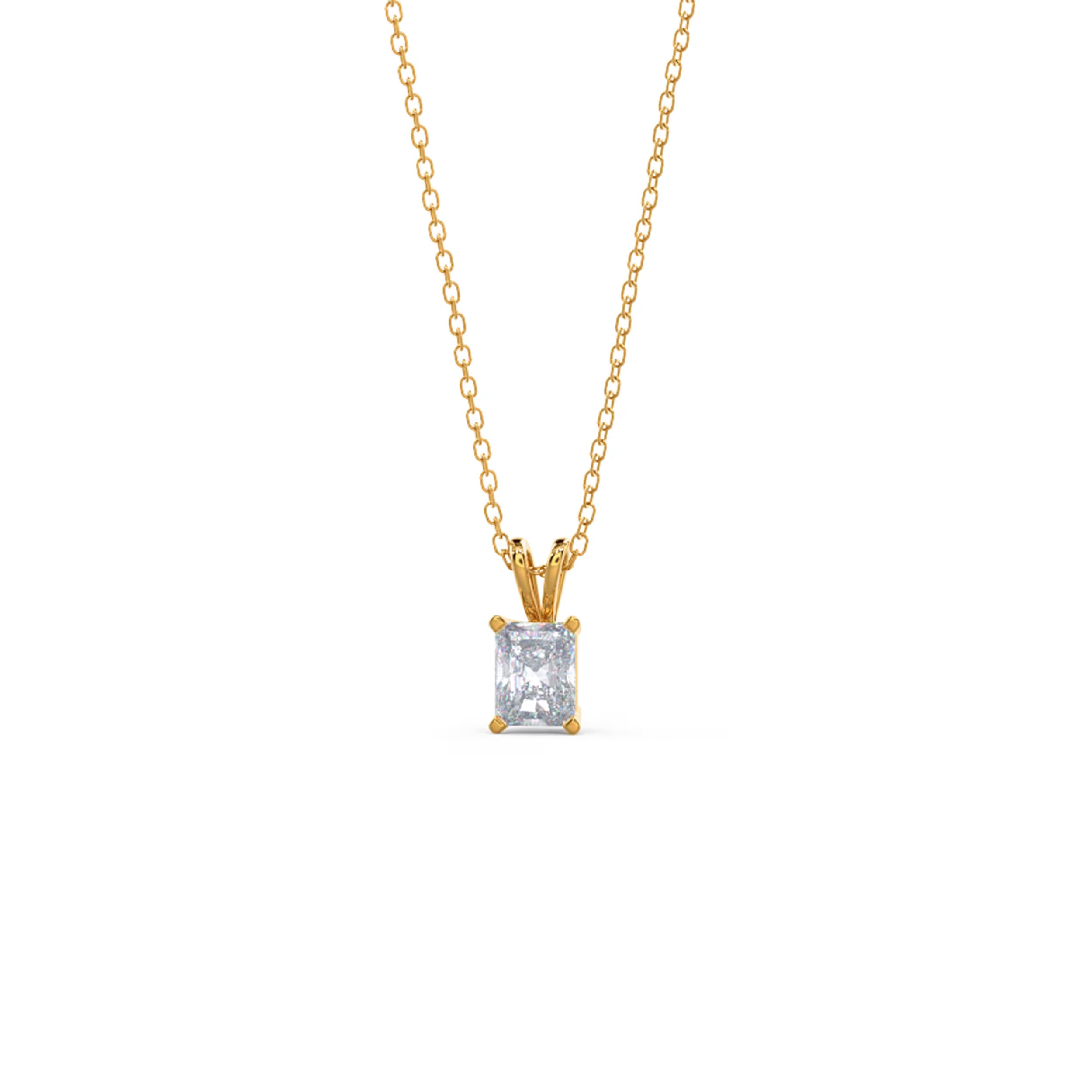 1.0 CT Radiant Cut Moissanite Diamond Solitaire Pendant Necklace in Solid Gold 4