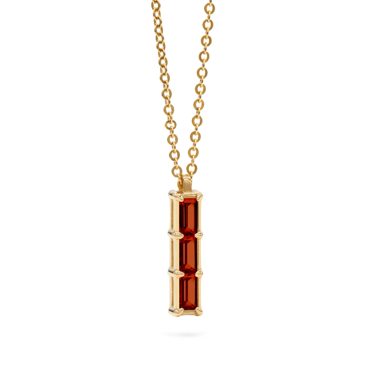0.14 TCW Baguette Garnet Lab Made Diamond- January Birthstone Necklace 4