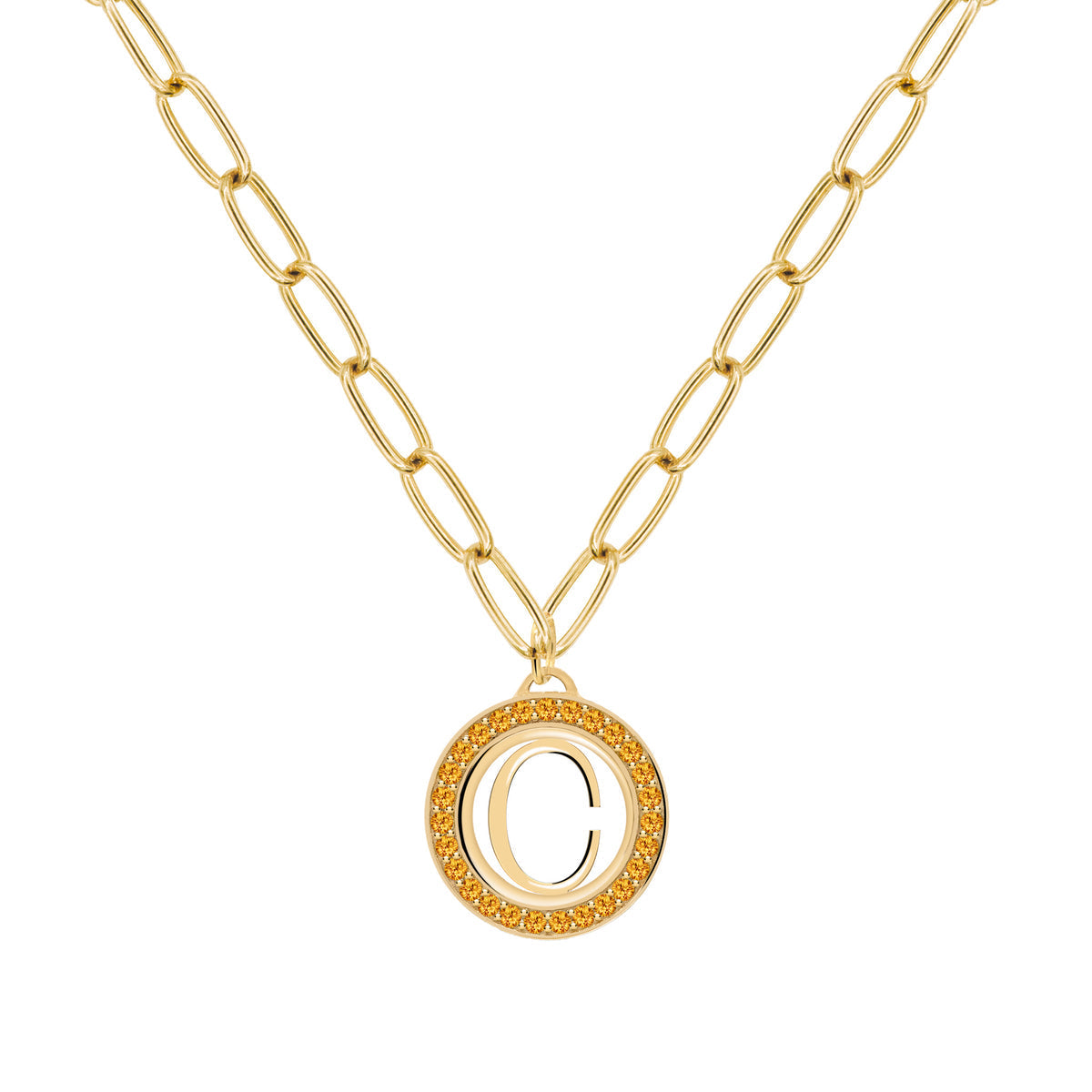 0.09 TCW Round Citrine Lab Made Diamond- November Birthstone Necklace 6