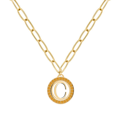 0.09 TCW Round Citrine Lab Made Diamond- November Birthstone Necklace 6