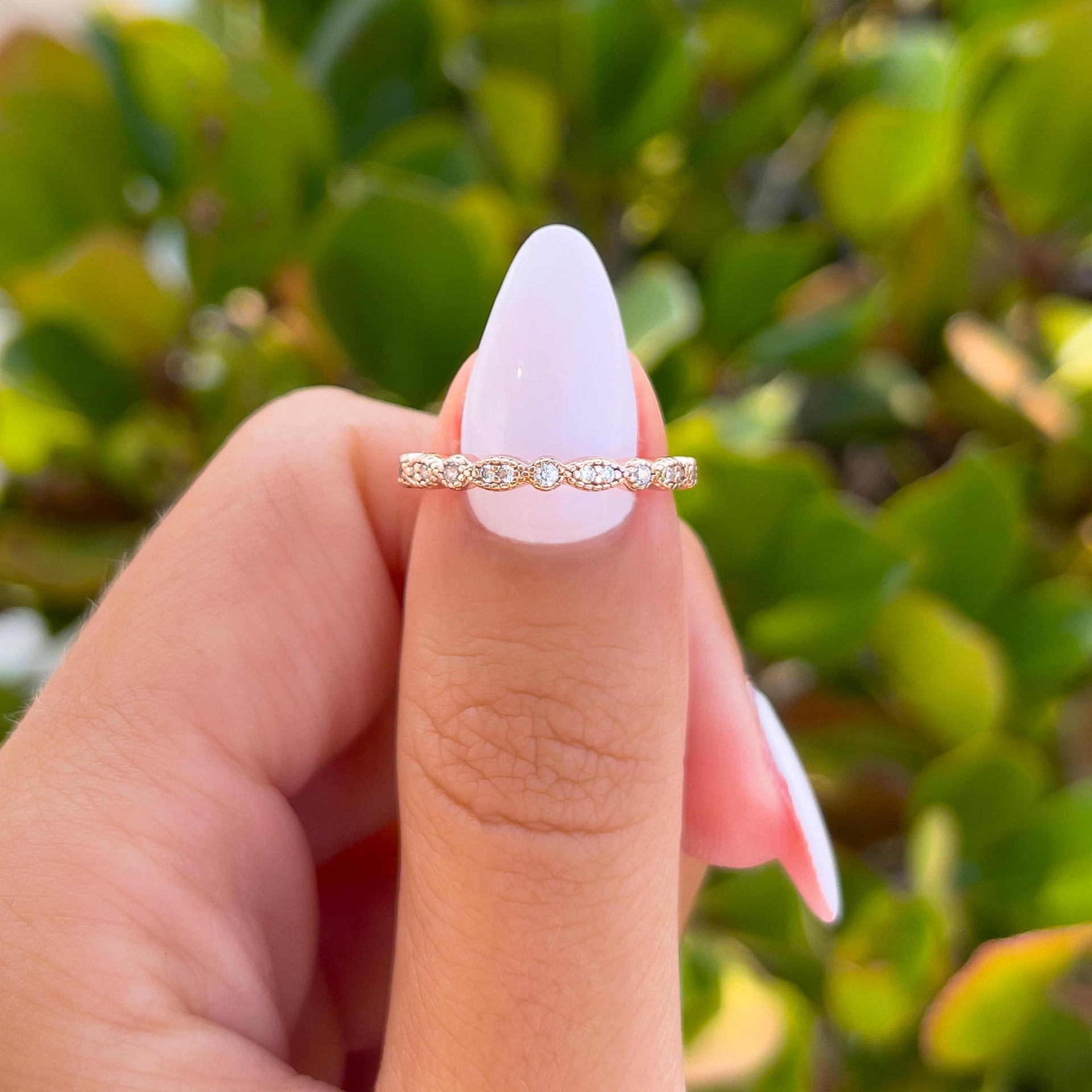 Stunning 0.2 TCW  Round Moissanite Stones in Half Eternity Wedding Band 5