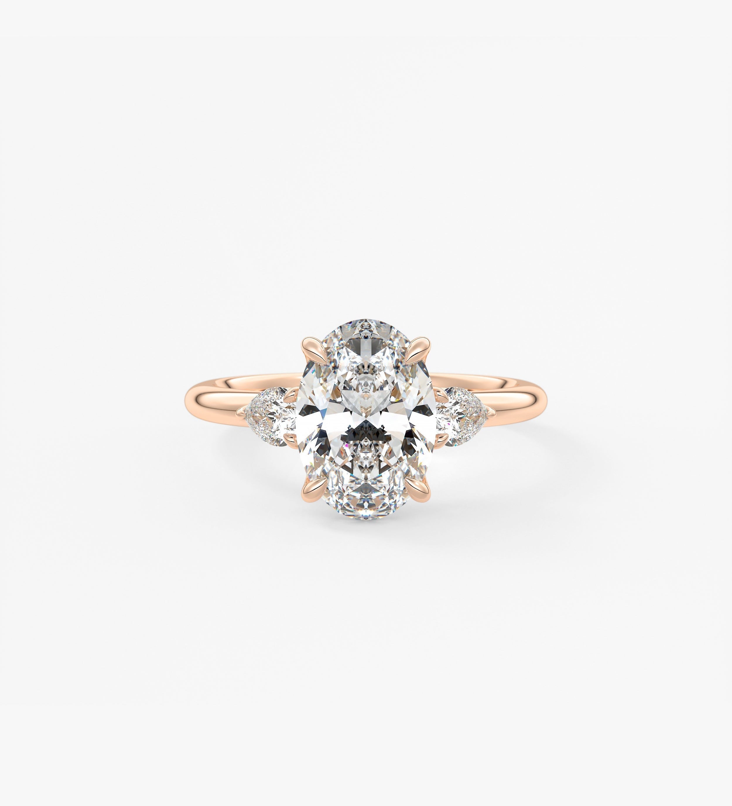Oval Three Stone Lab Grown Diamond Engagement Ring