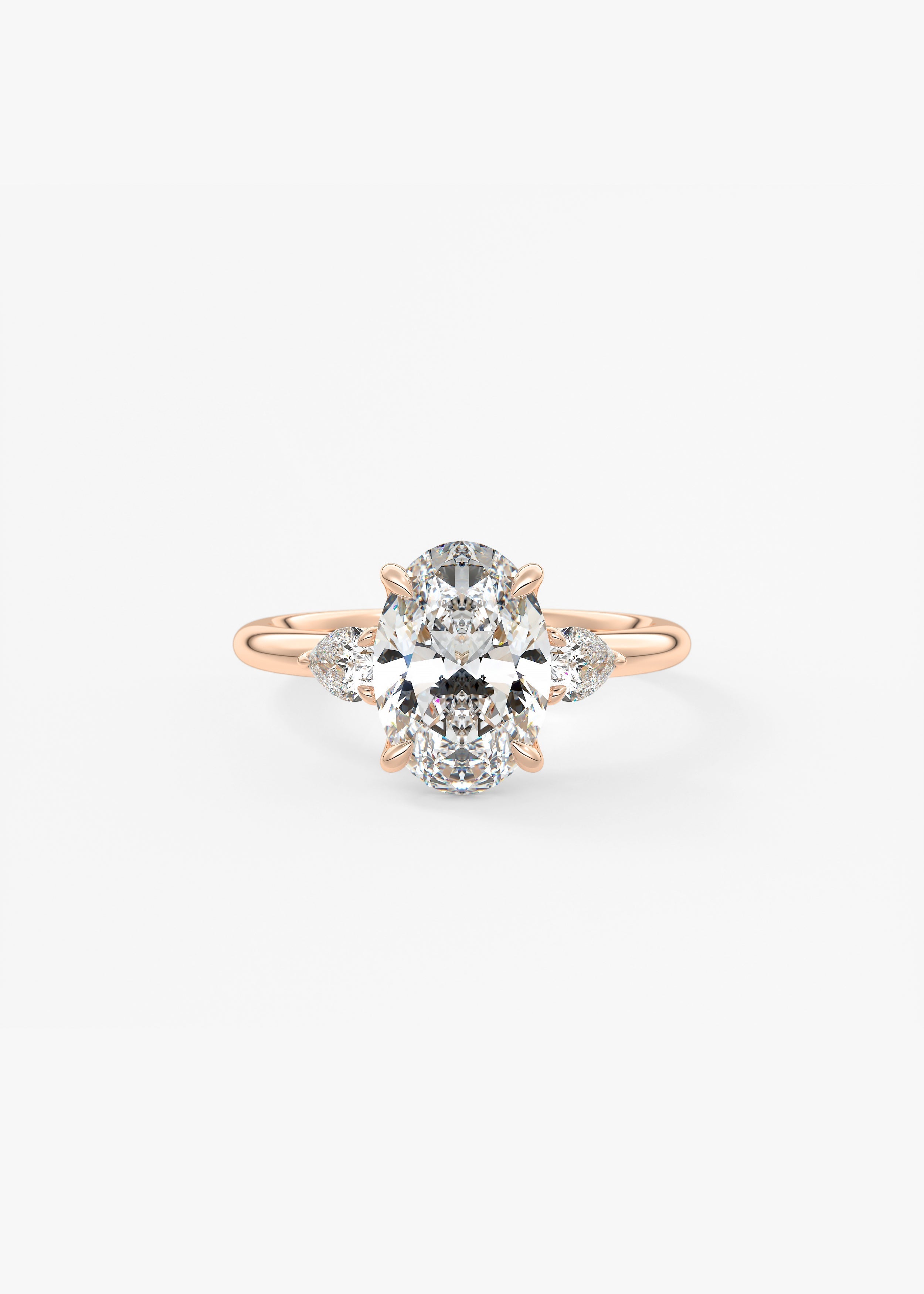 Oval Three Stone Lab Grown Diamond Engagement Ring