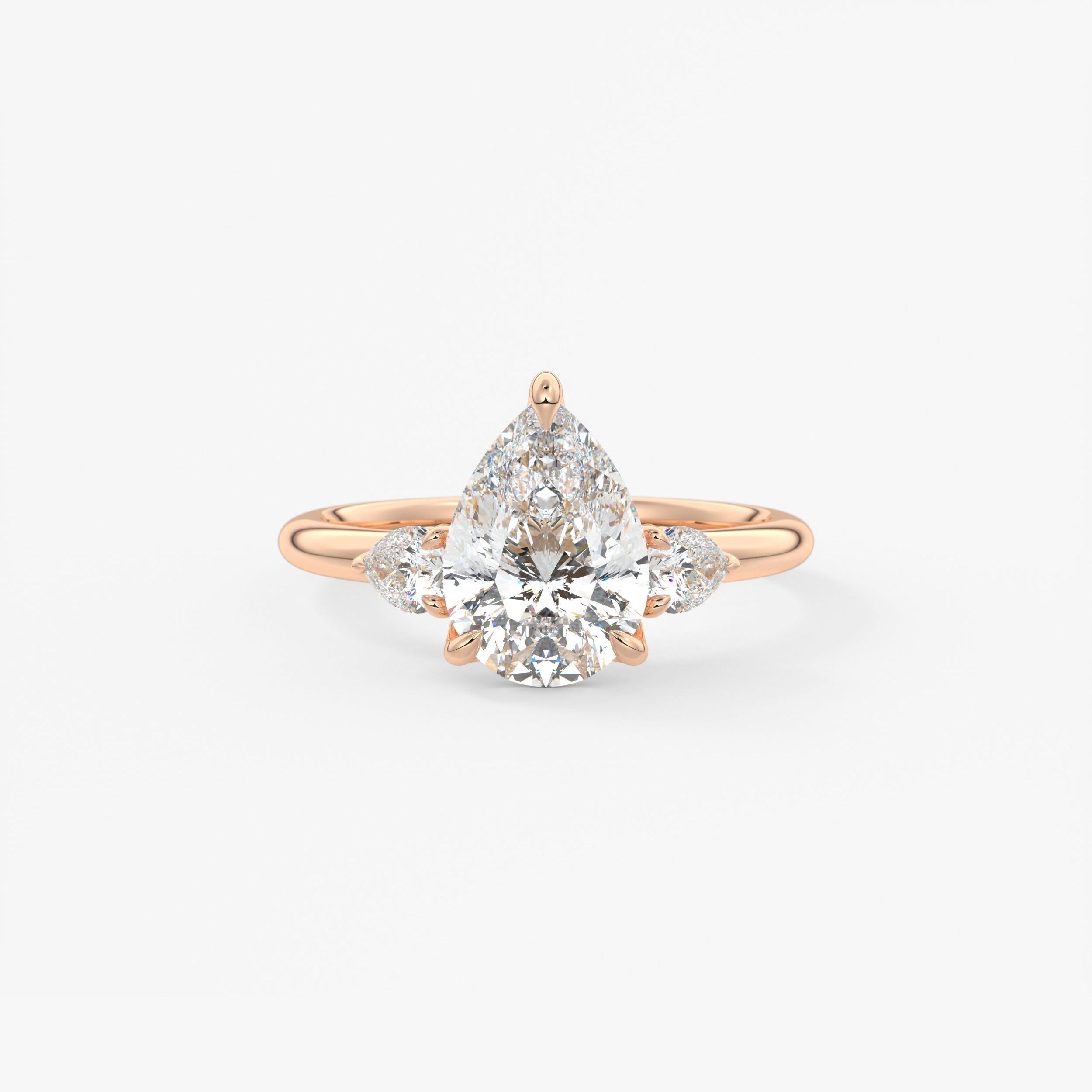 Pear Three Stone Lab Grown Diamond Engagement Ring