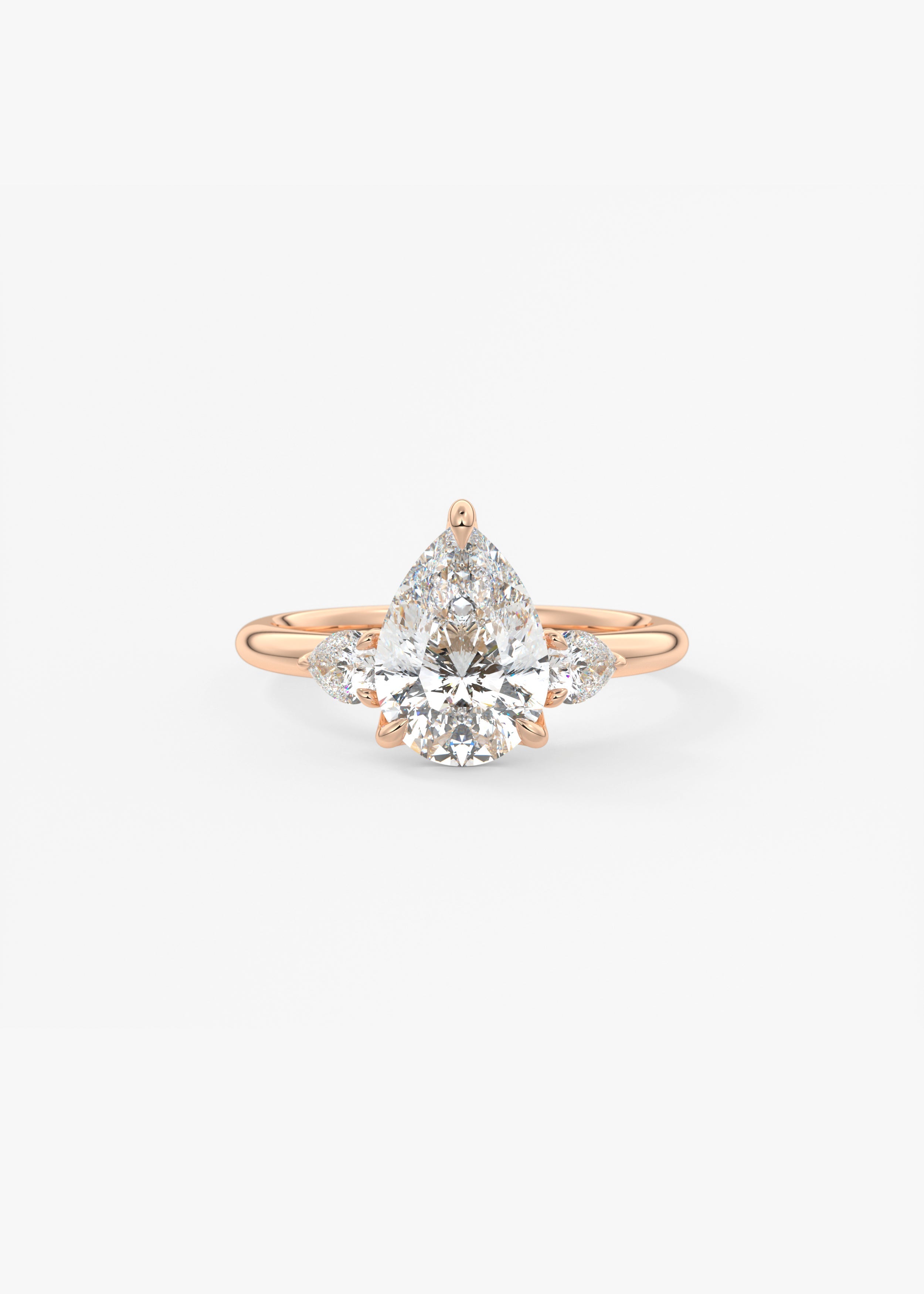 Pear Three Stone Lab Grown Diamond Engagement Ring