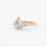 Pear Three Stone Lab Grown Diamond Engagement Ring