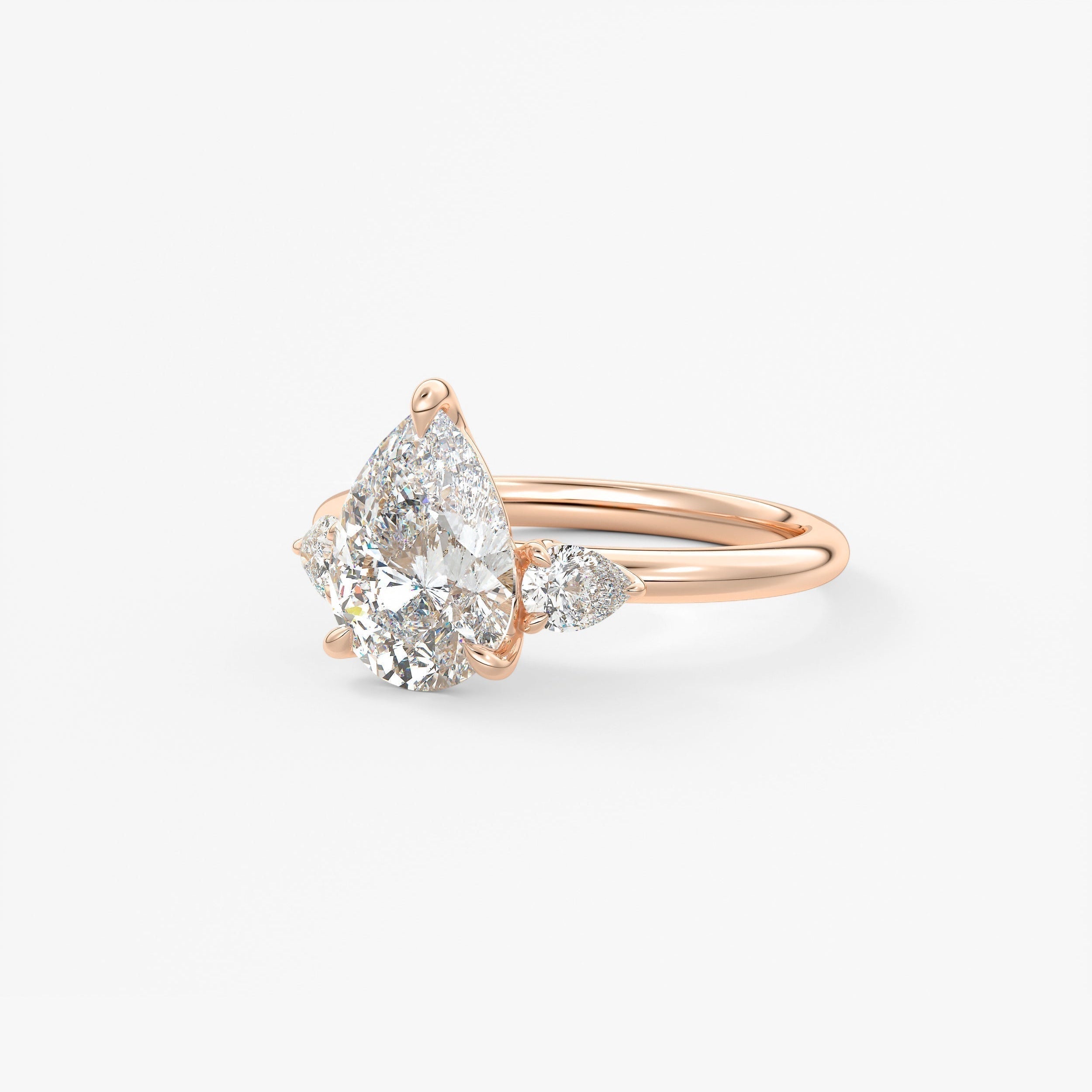 Pear Three Stone Lab Grown Diamond Engagement Ring