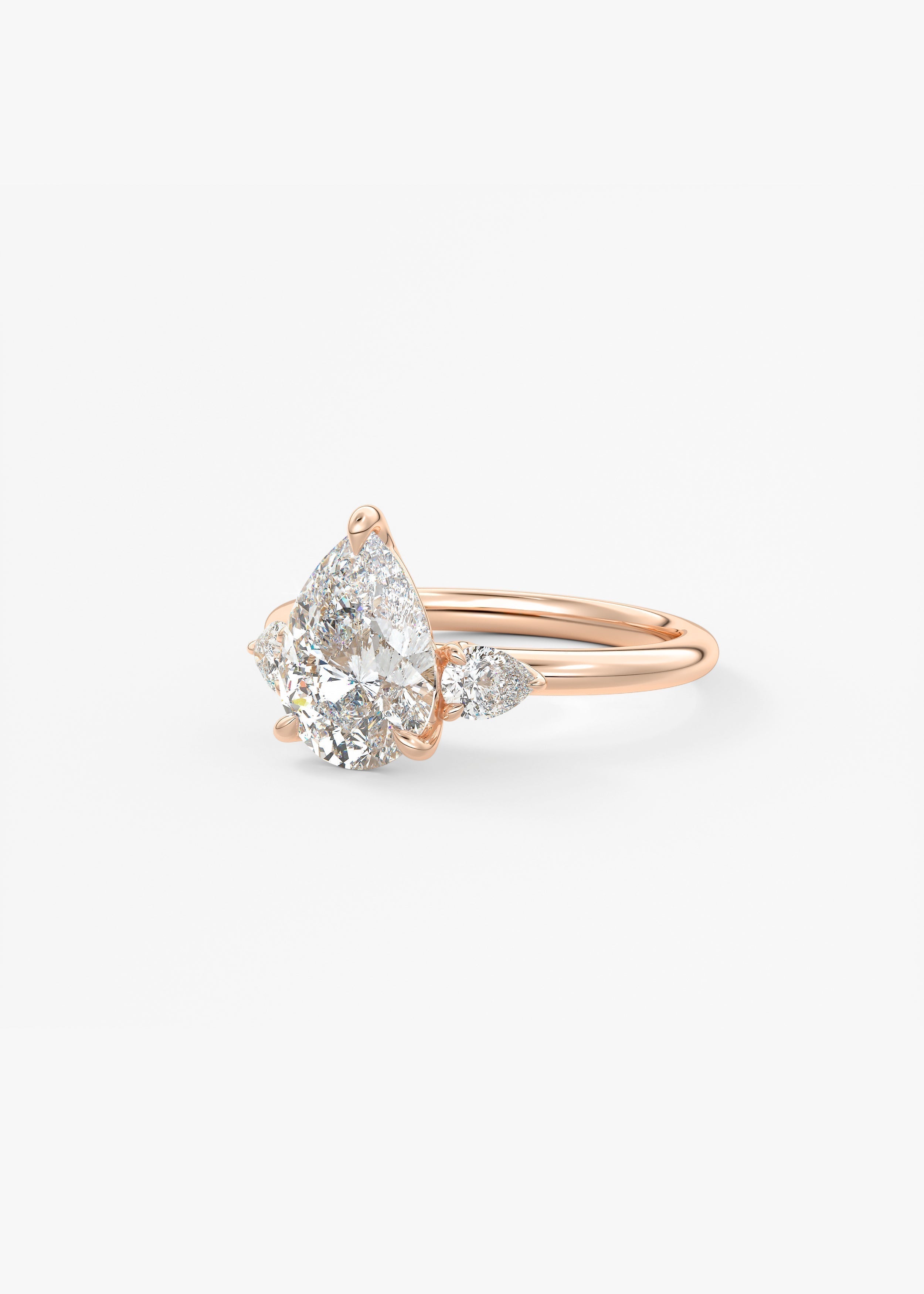 Pear Three Stone Lab Grown Diamond Engagement Ring