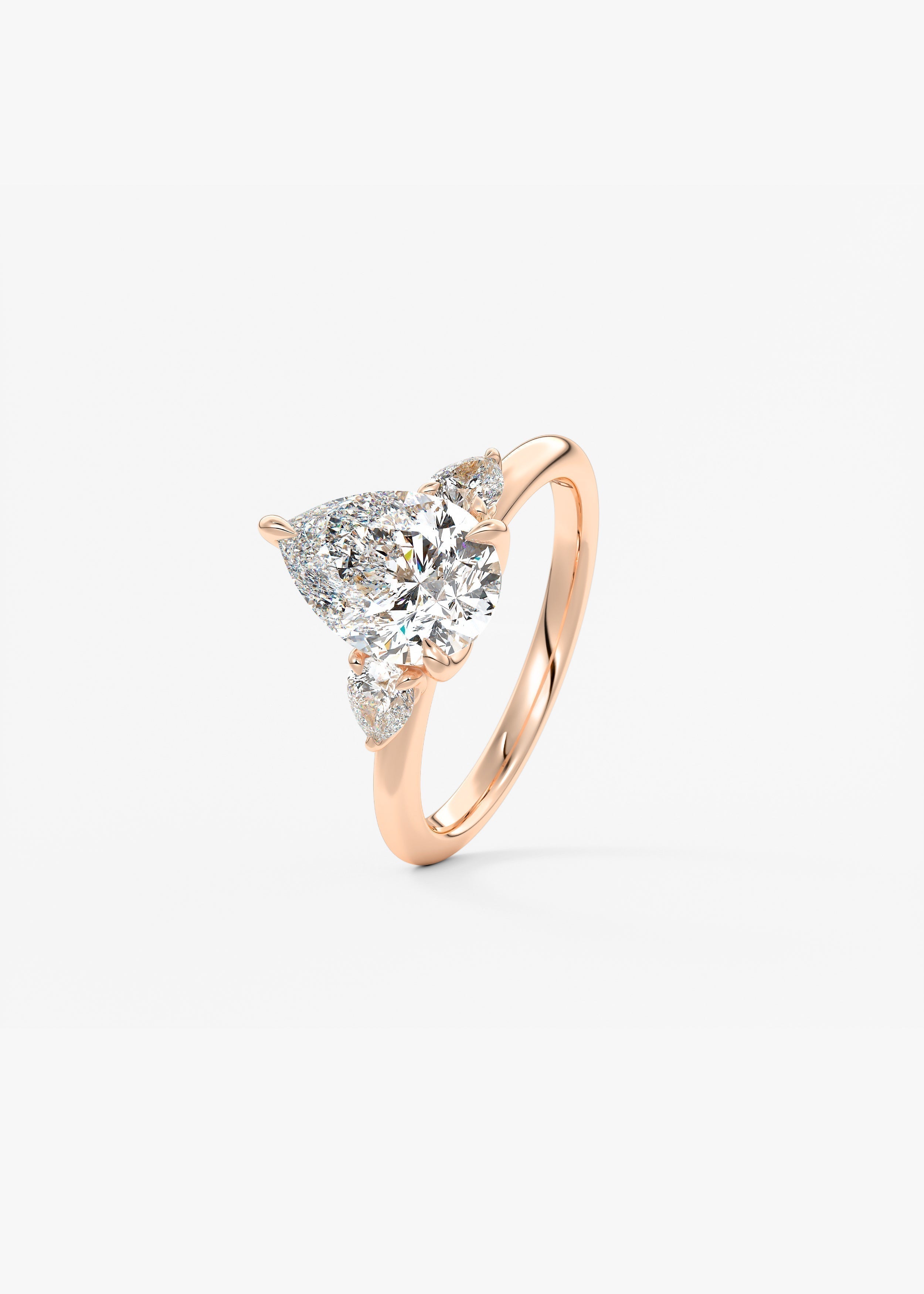 Pear Three Stone Lab Grown Diamond Engagement Ring