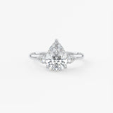 Pear Three Stone Lab Grown Diamond Engagement Ring