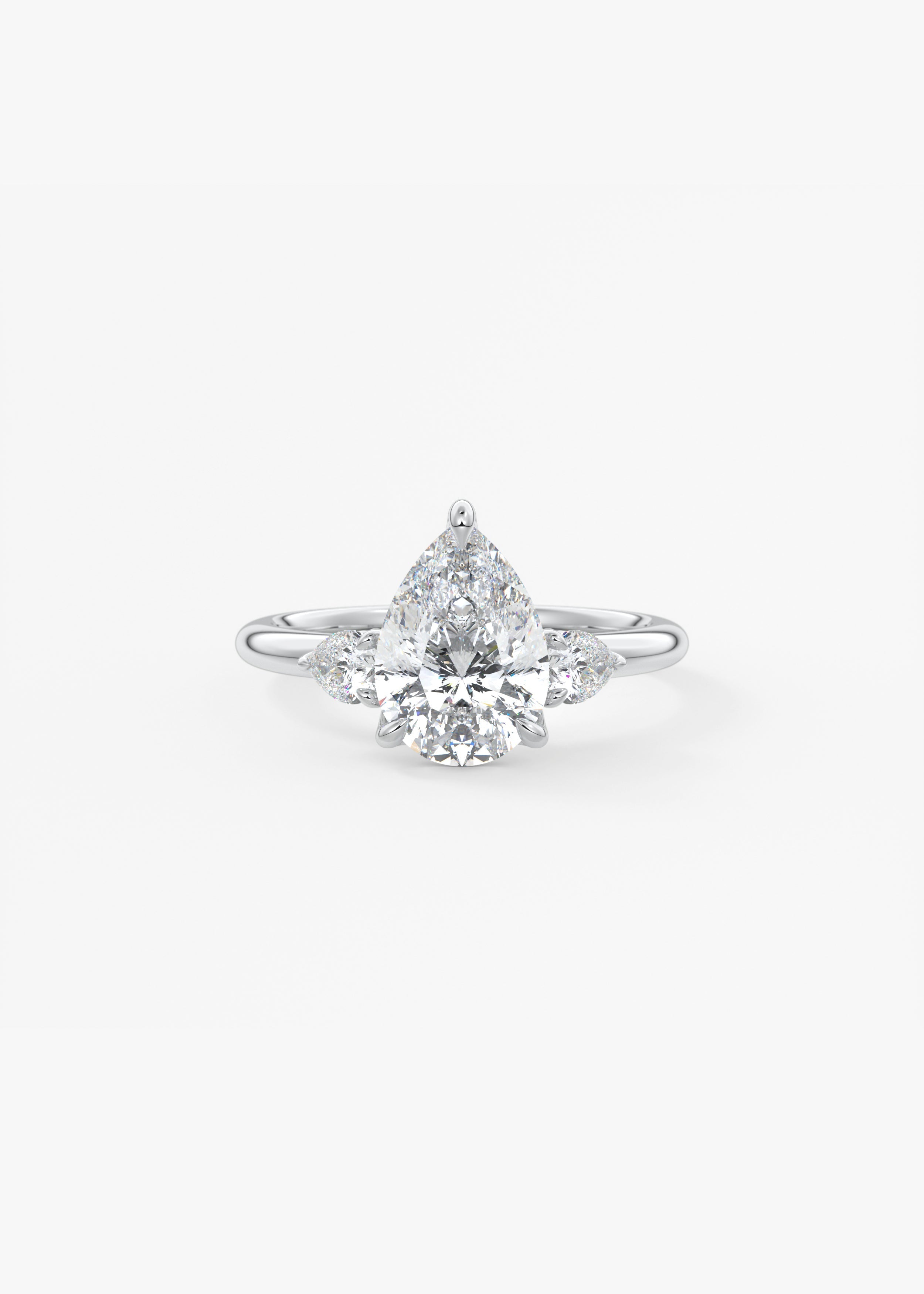 Pear Three Stone Lab Grown Diamond Engagement Ring