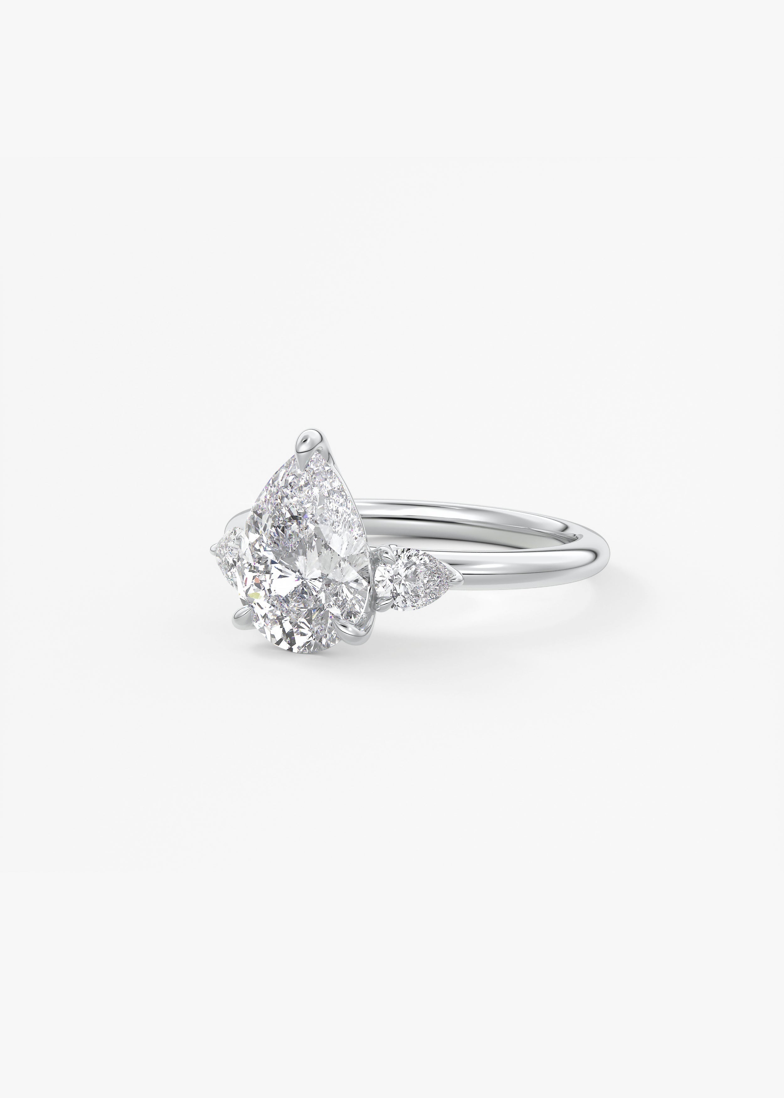 Pear Three Stone Lab Grown Diamond Engagement Ring