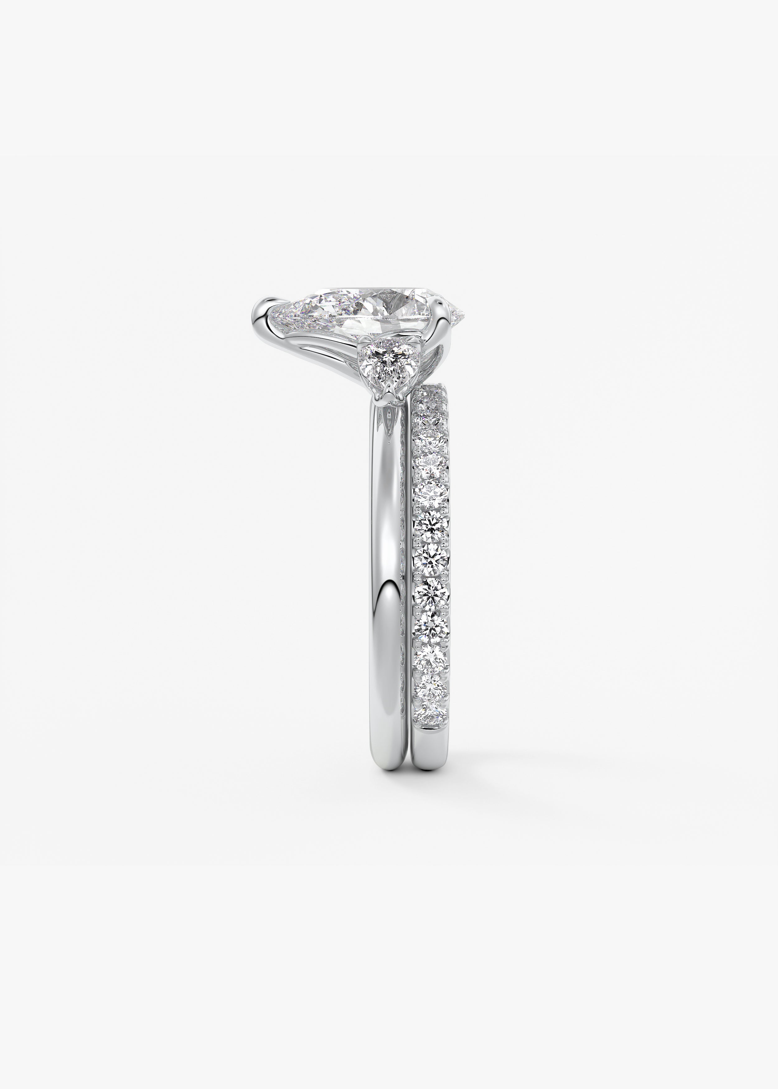 Pear Three Stone Lab Grown Diamond Engagement Ring