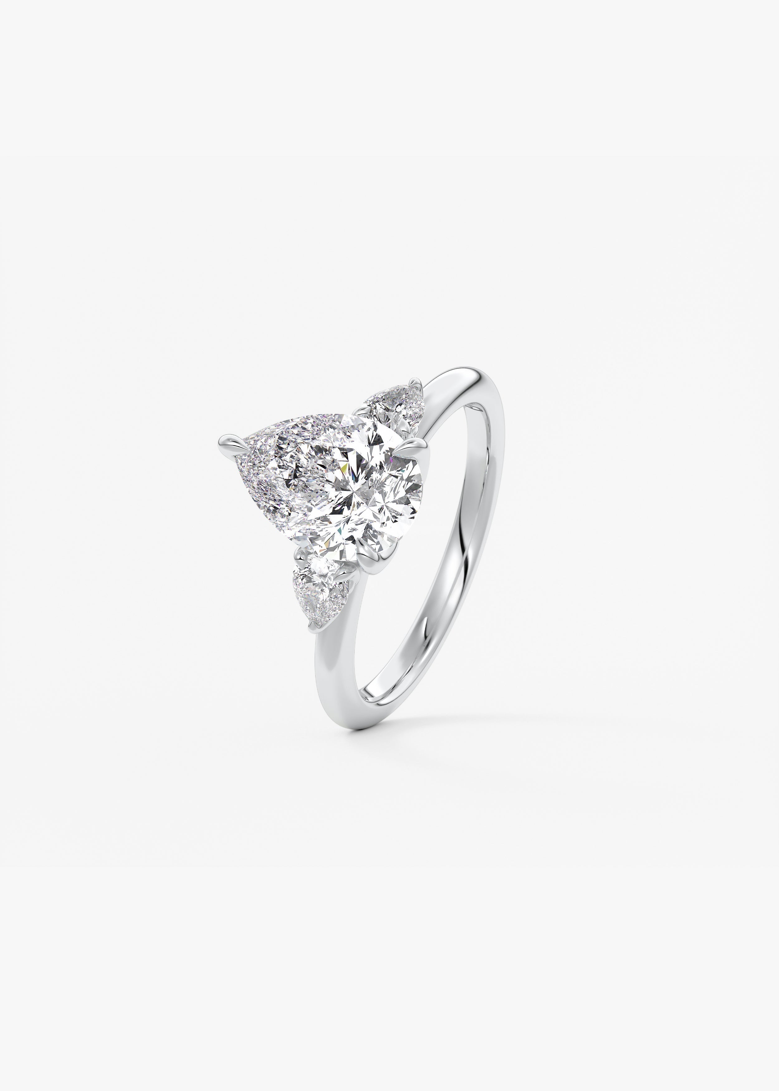 Pear Three Stone Lab Grown Diamond Engagement Ring