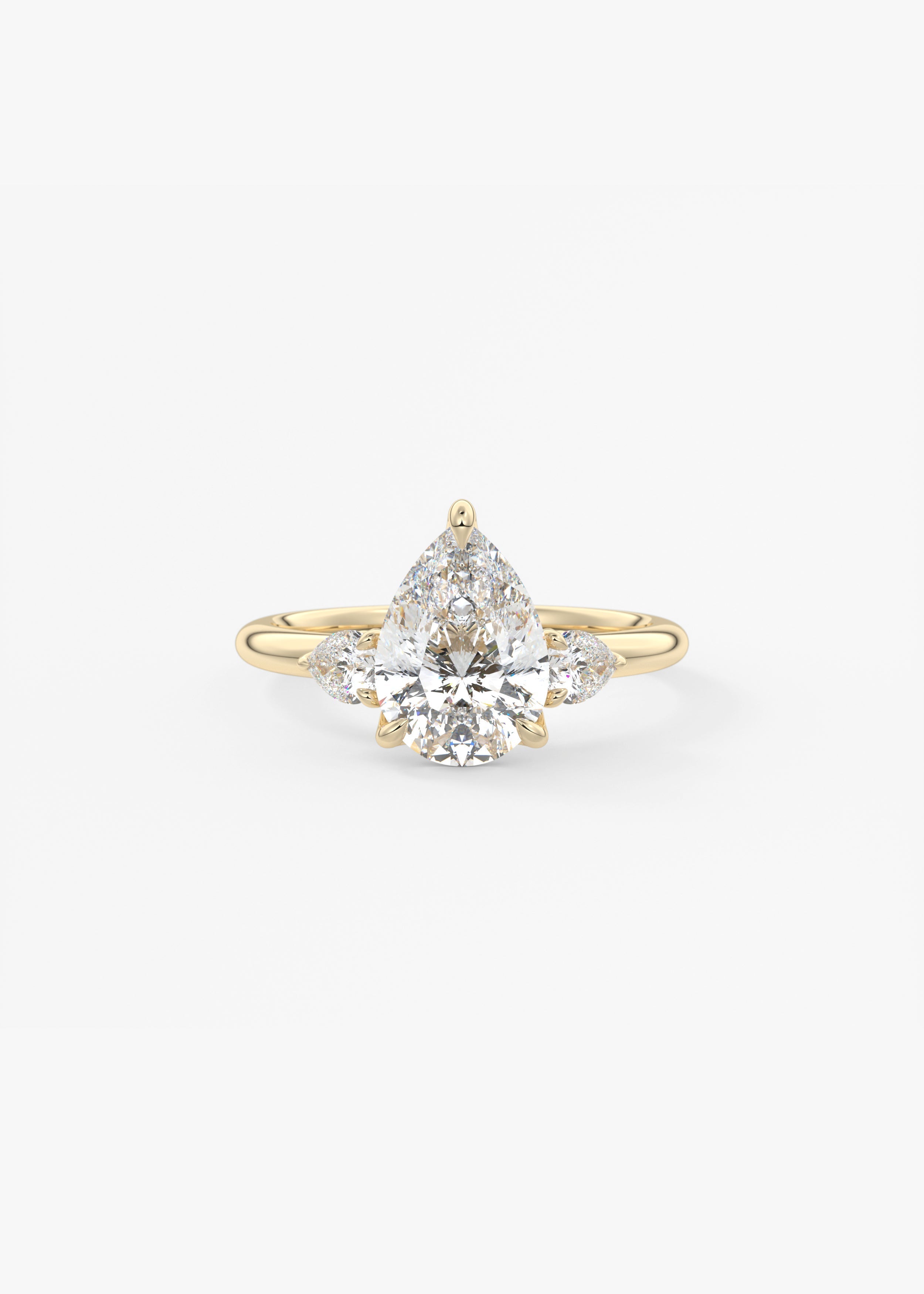 Pear Three Stone Lab Grown Diamond Engagement Ring