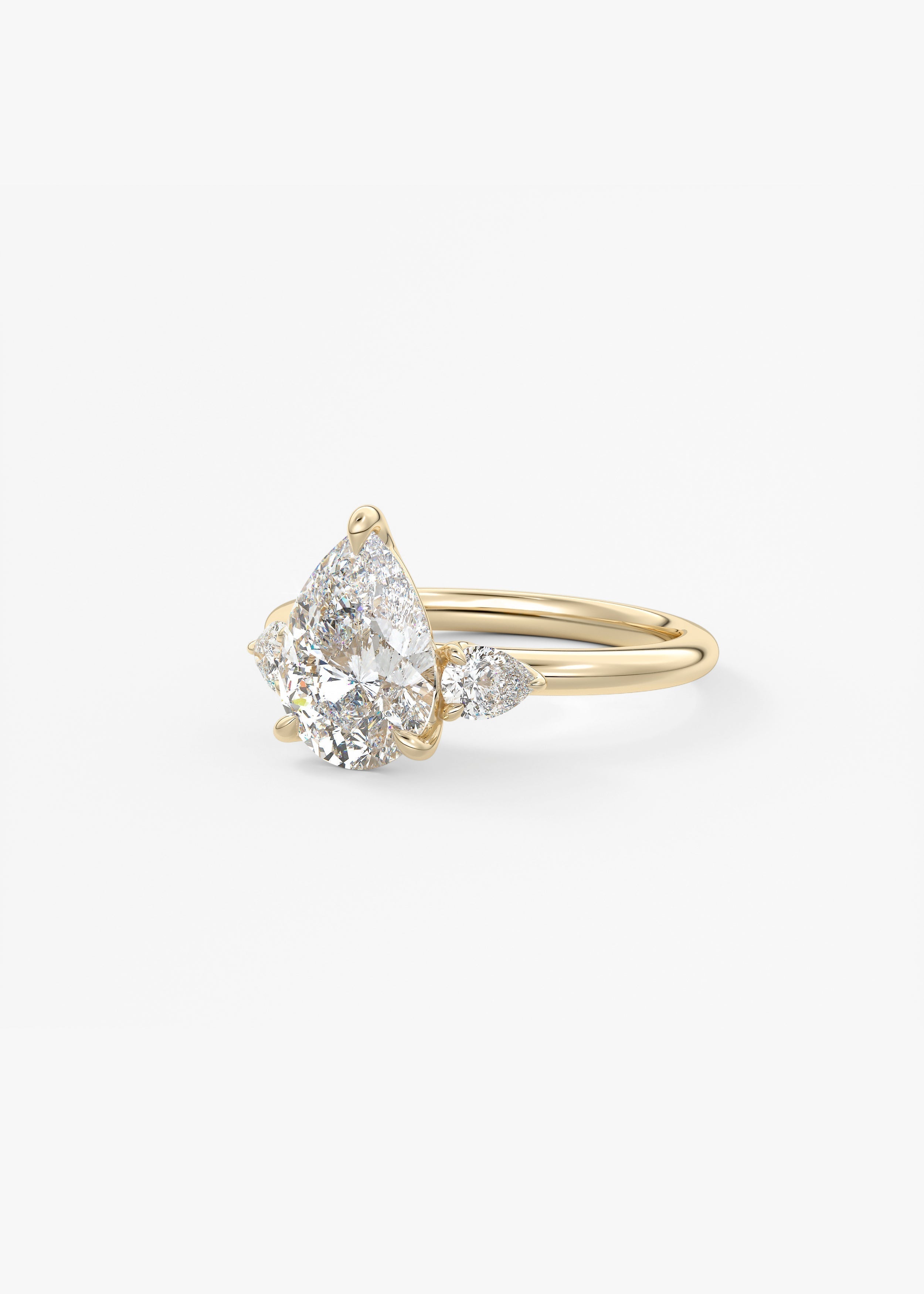 Pear Three Stone Lab Grown Diamond Engagement Ring