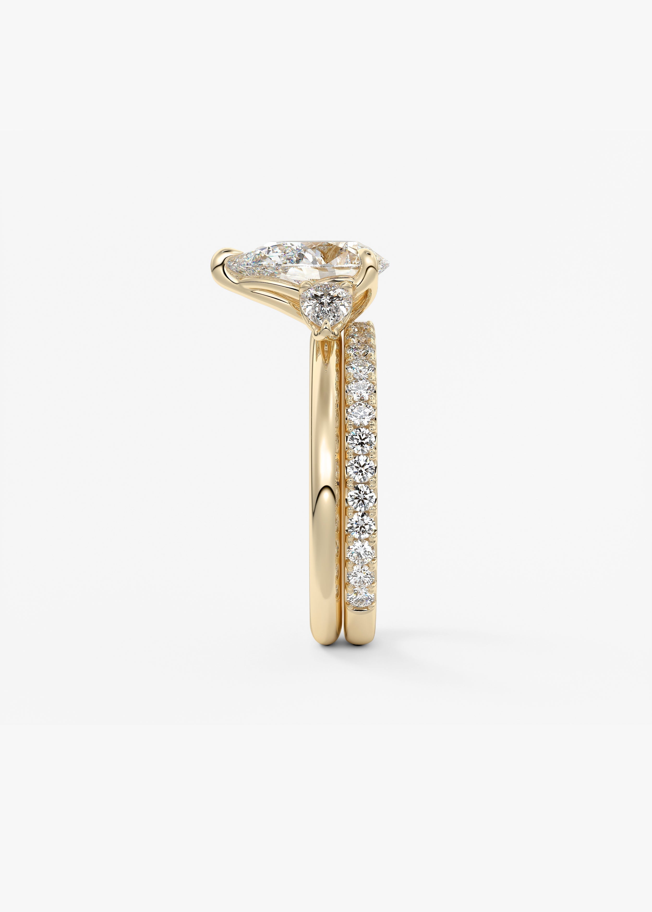 Pear Three Stone Lab Grown Diamond Engagement Ring