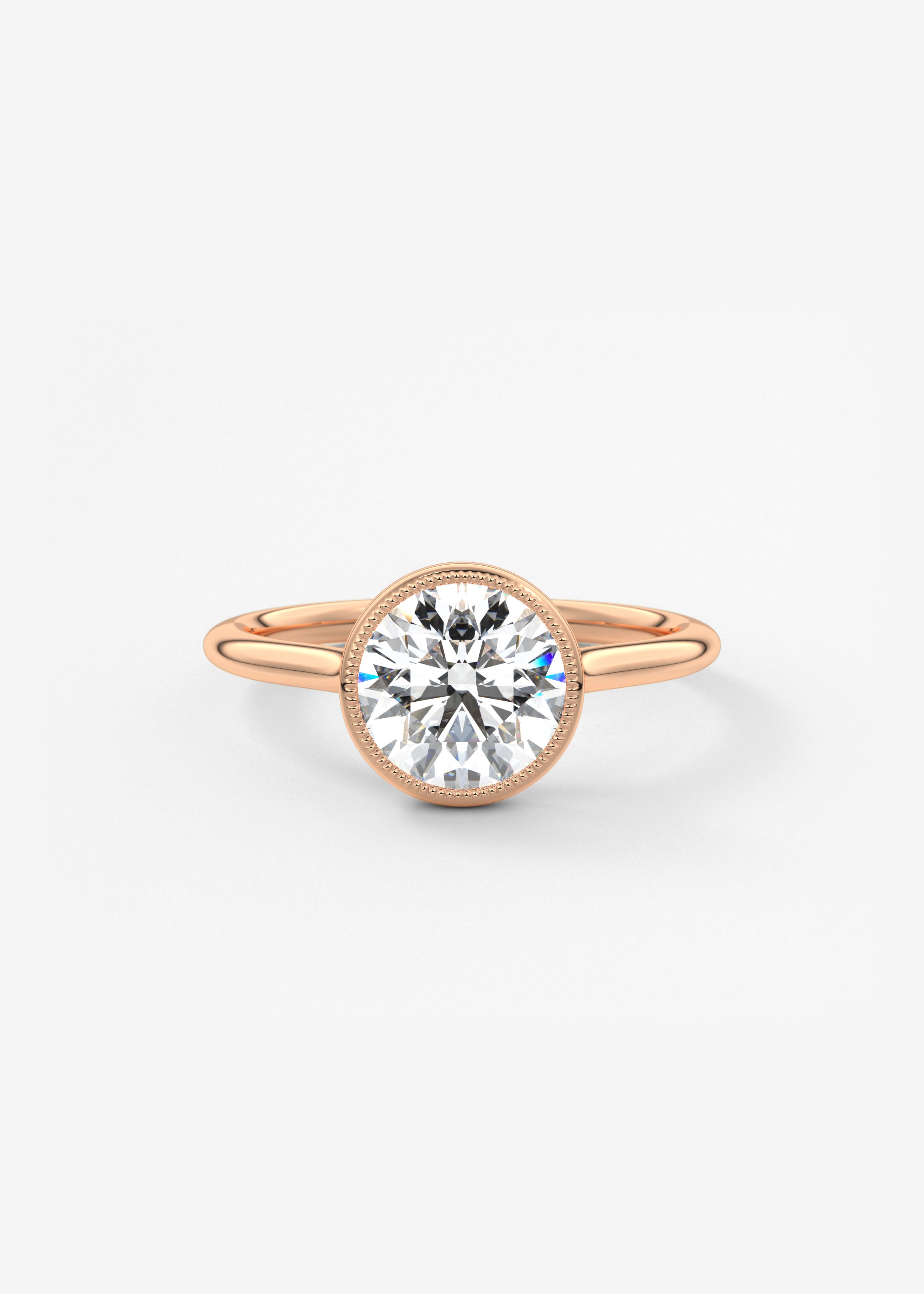 Round Milgrain Bezel Lab Grown Diamond Engagement Ring