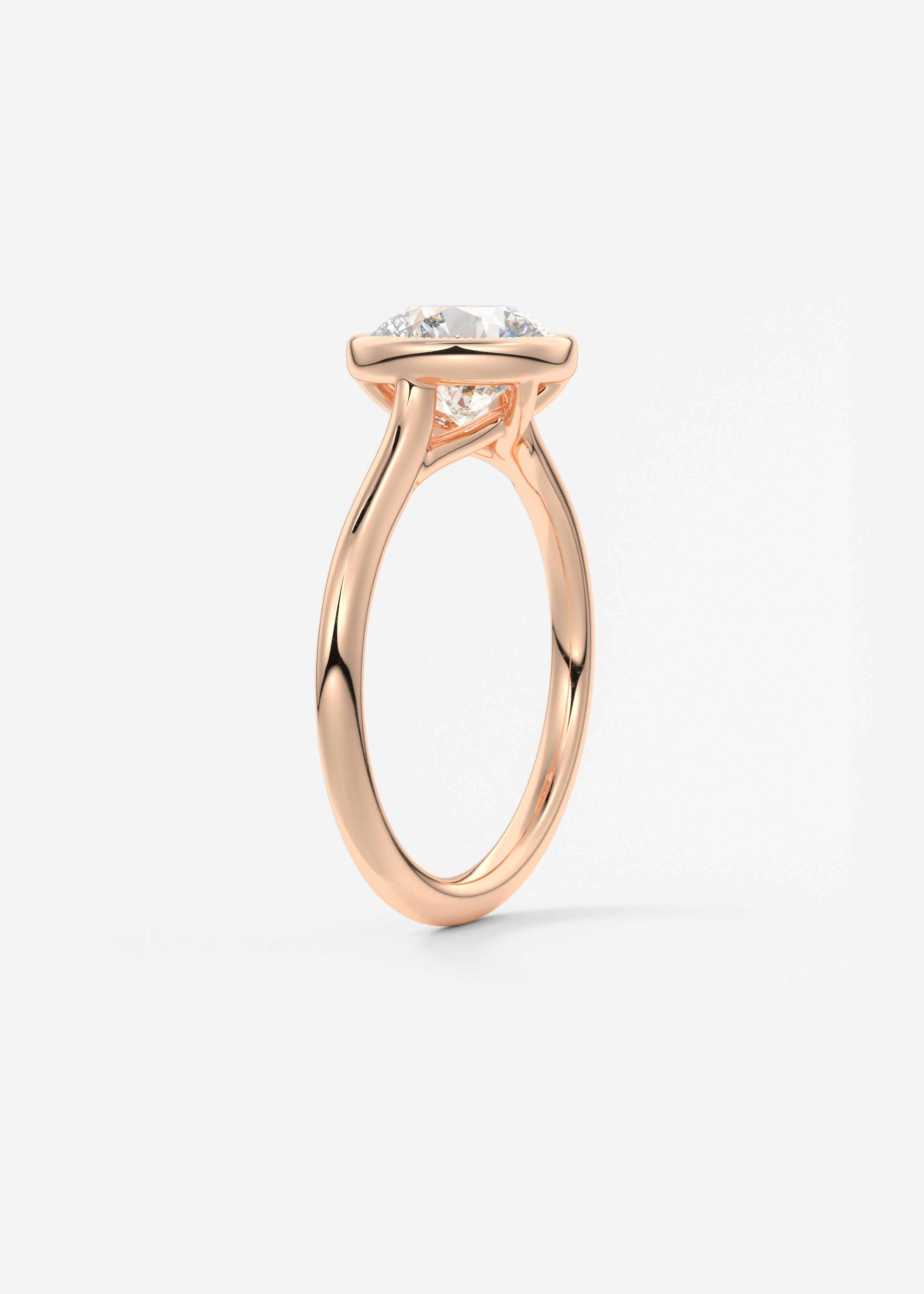 Round Milgrain Bezel Lab Grown Diamond Engagement Ring