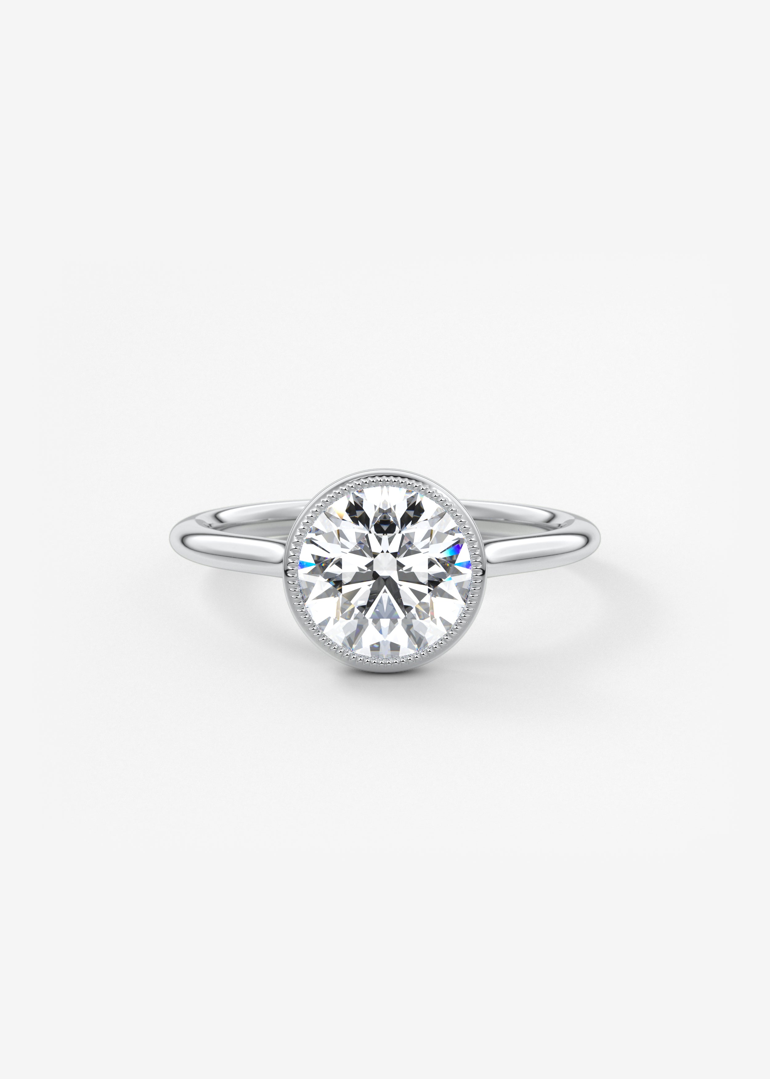 Round Milgrain Bezel Lab Grown Diamond Engagement Ring