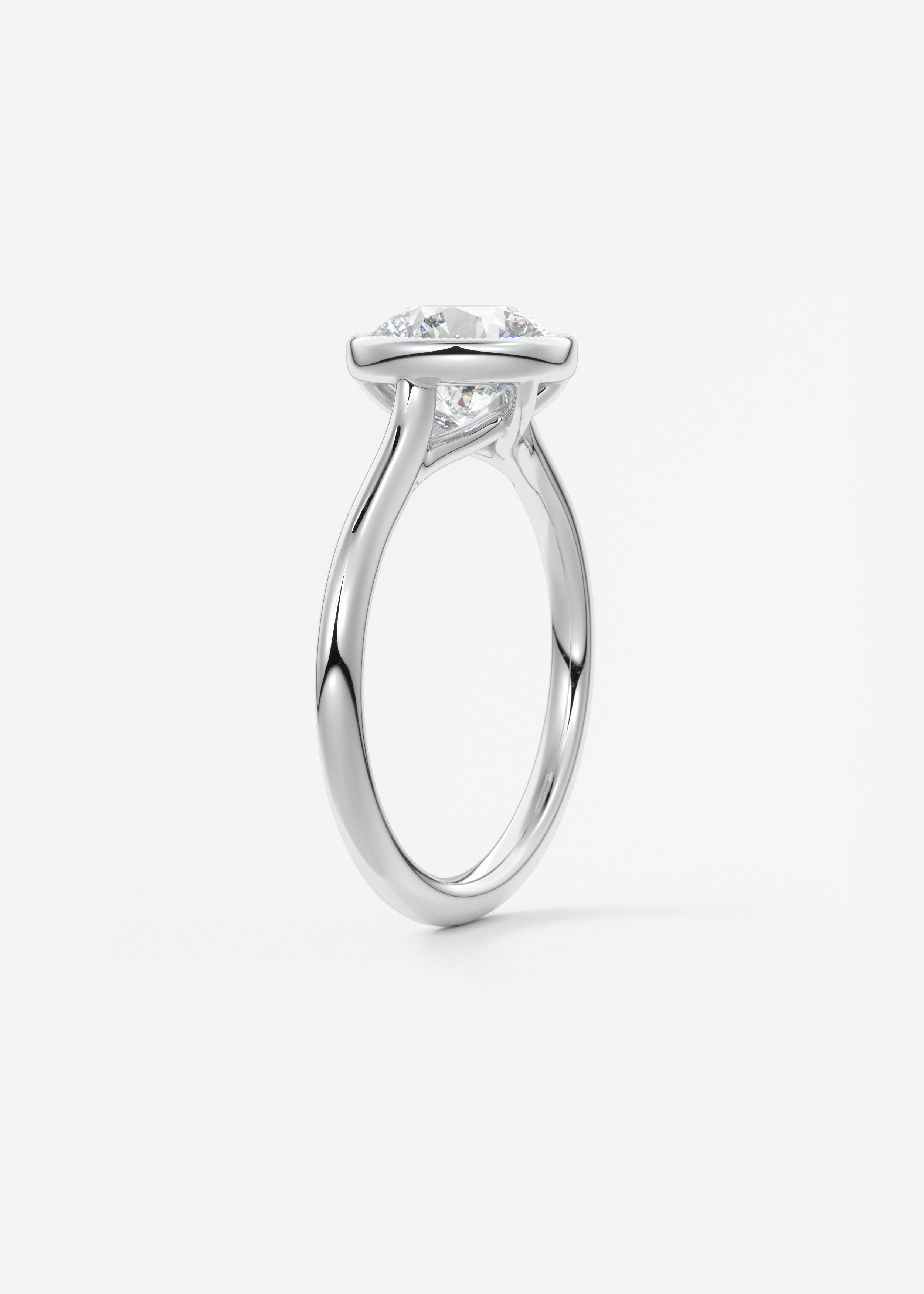 Round Milgrain Bezel Lab Grown Diamond Engagement Ring