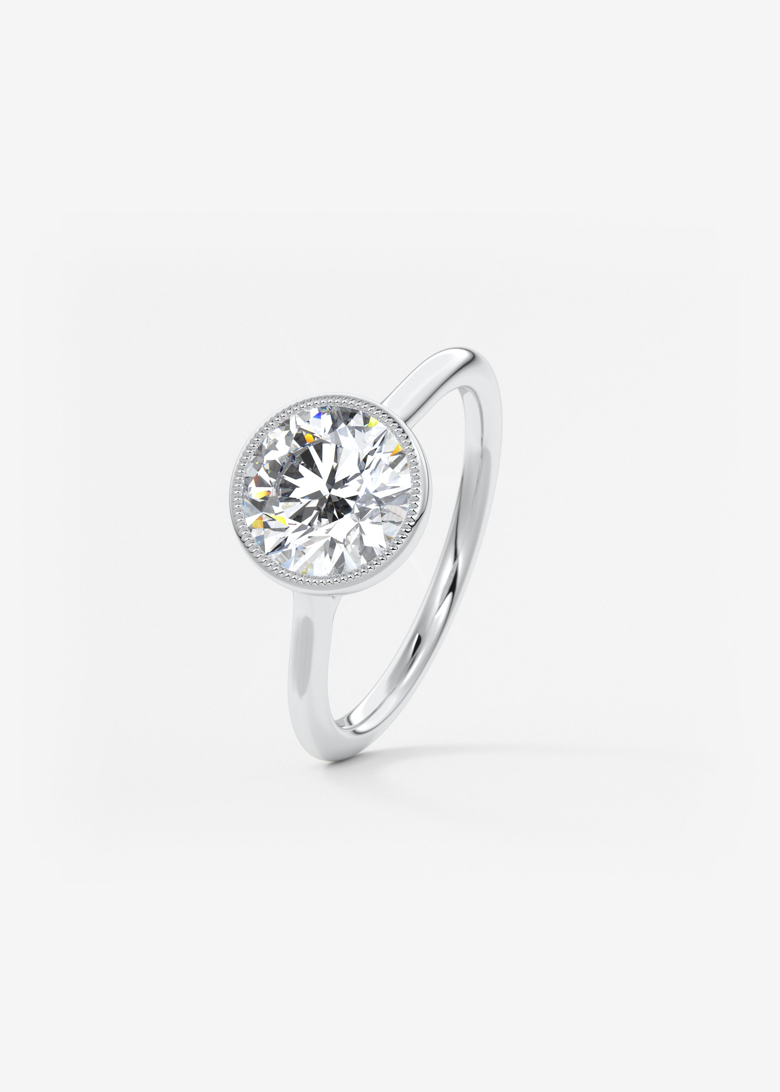 Round Milgrain Bezel Lab Grown Diamond Engagement Ring
