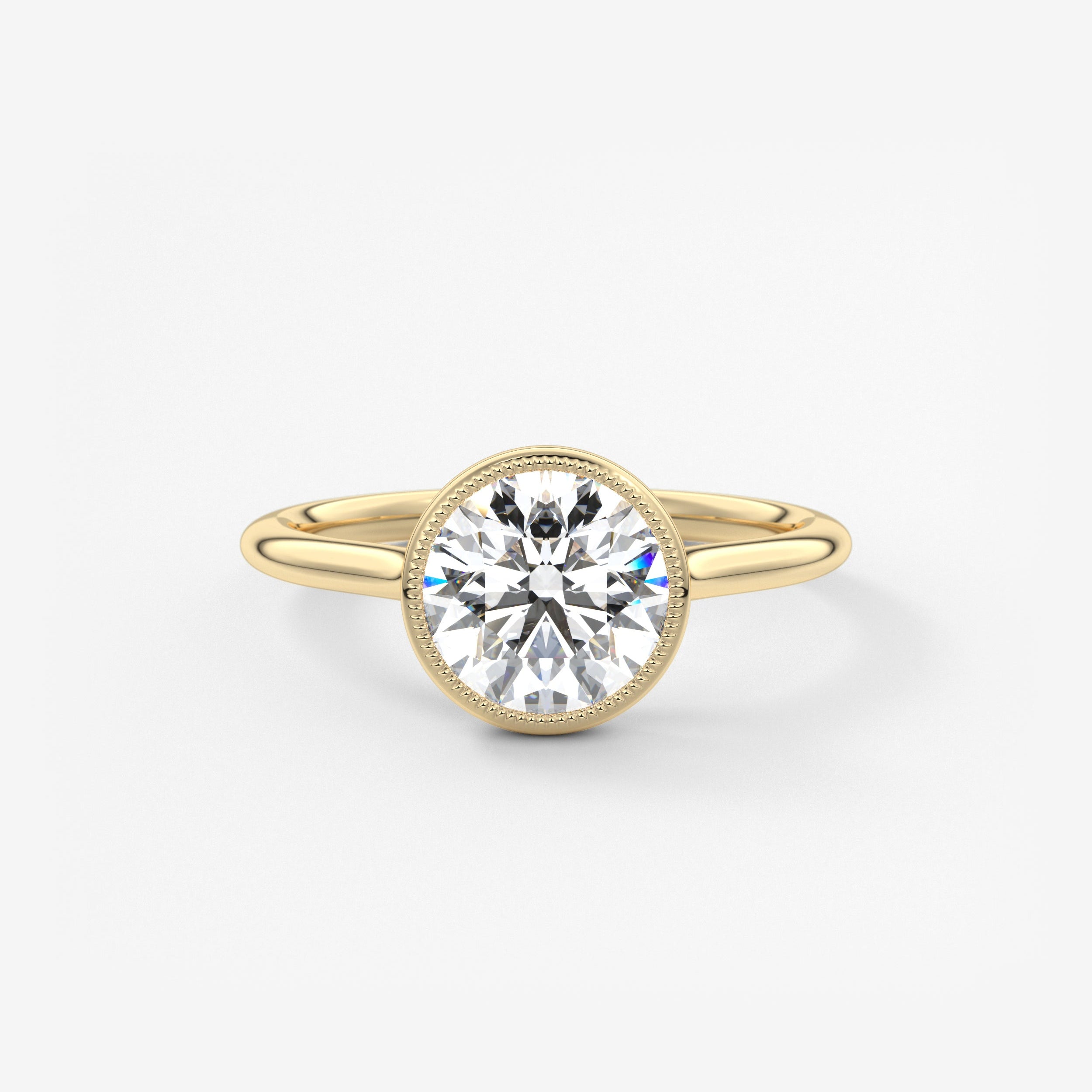 Round Milgrain Bezel Lab Grown Diamond Engagement Ring