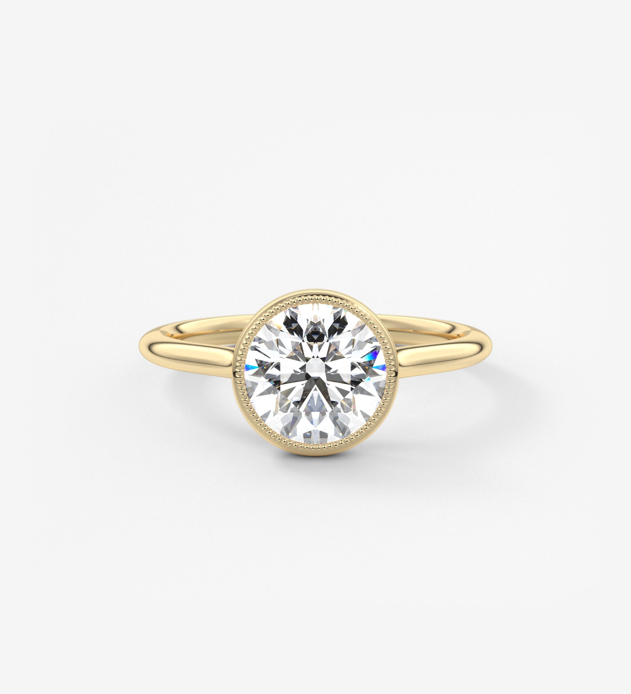 Round Milgrain Bezel Lab Grown Diamond Engagement Ring