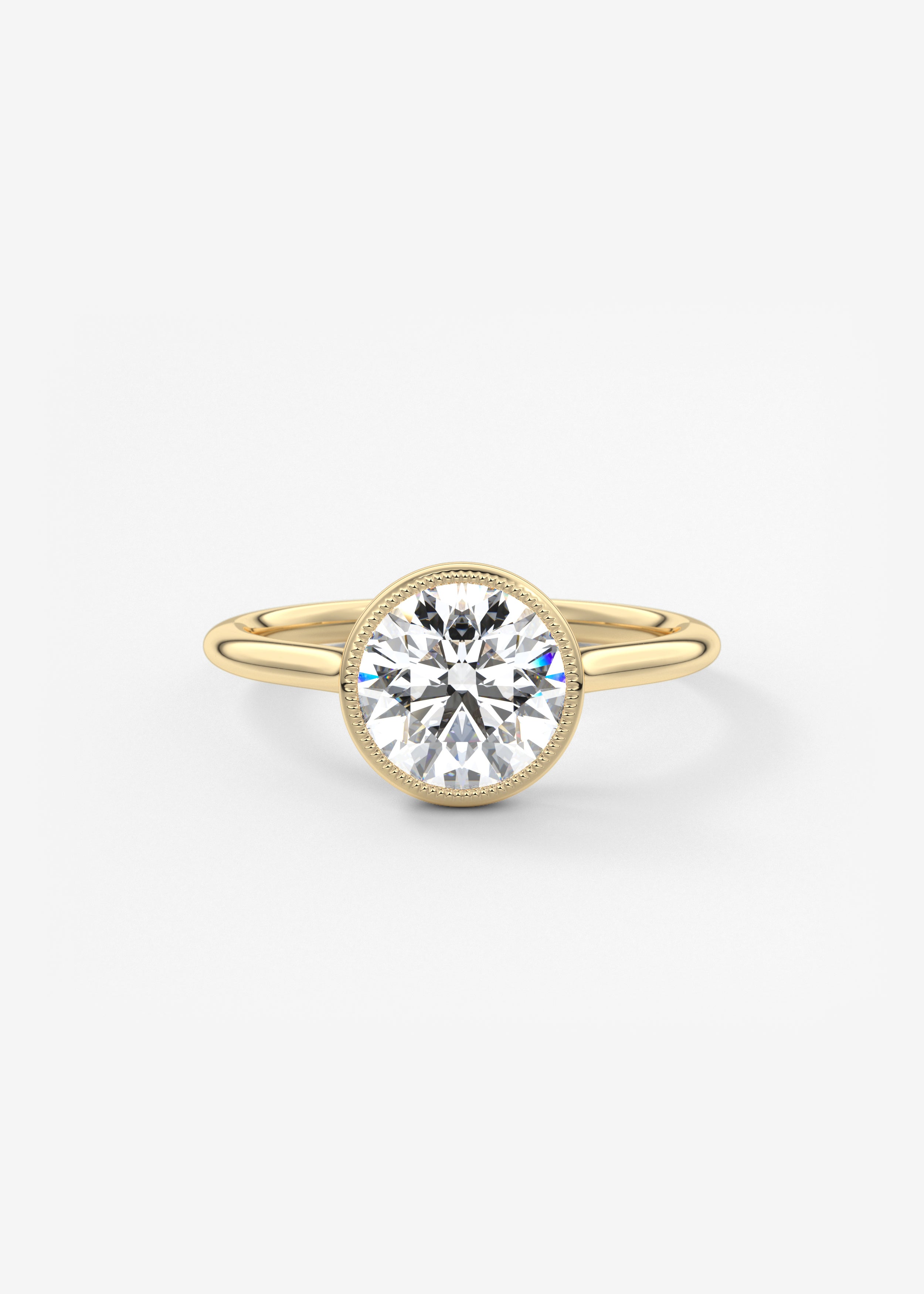 Round Milgrain Bezel Lab Grown Diamond Engagement Ring