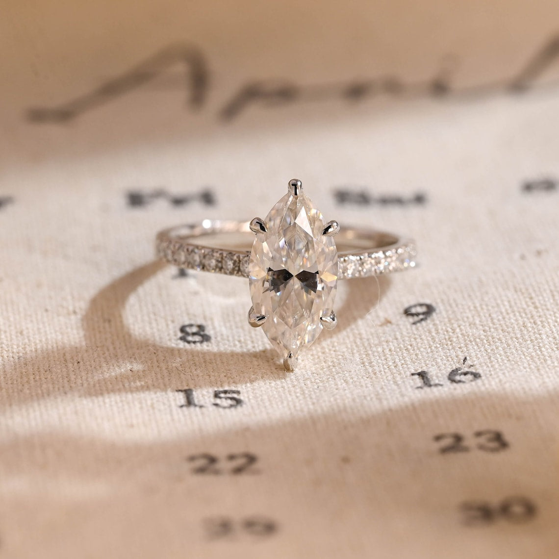 Stunning 3.0 CT Marquise Cut Moissanite Engagement Ring with Hidden Halo & Pave Design 1