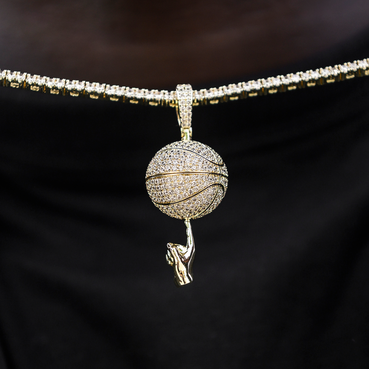 10 CT Round Moissanite Iced Basketball Silver Pendant for Him 4