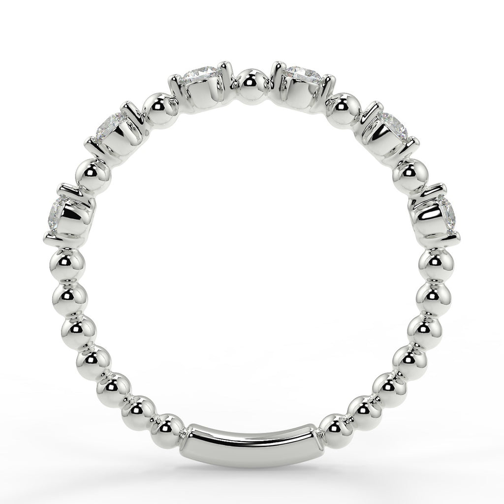 Stunning 0.15 TCW Round Moissanite Stones Beaded Wedding Bands 6