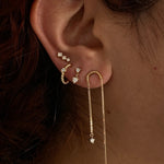Stunning 0.20 TCW Round Cut Moissanite Thread Earrings in Gold 2