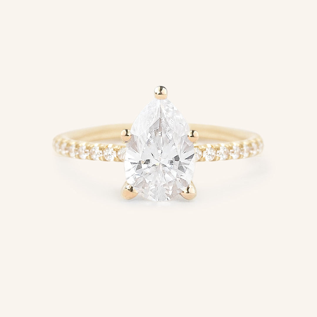Stunning 1.5 CT Pear Moissanite Engagement Ring with Pave Design 1
