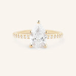 Stunning 1.5 CT Pear Moissanite Engagement Ring with Pave Design 1