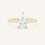 Stunning 1.5 CT Pear Moissanite Engagement Ring with Pave Design 1